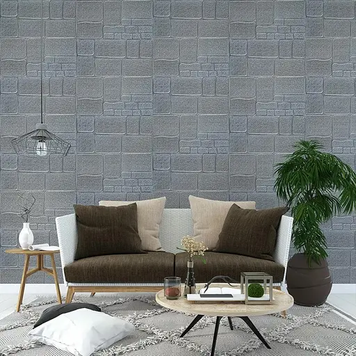 Декоративна 3D панель Wall Sticker SW-00000187 самоклеюча 700х700х6 мм камінь срібло (153) - фото 5