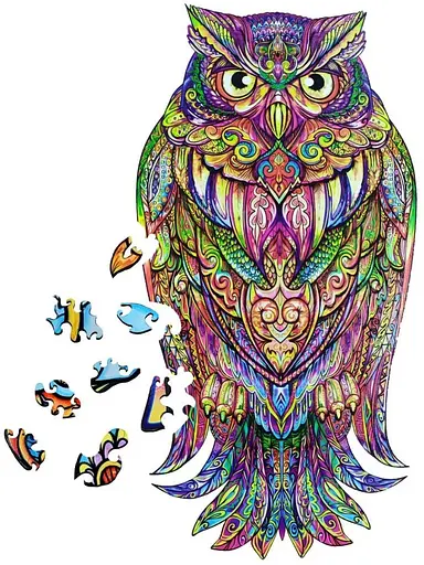 Деревянный пазл в коробке Мудрая сова - фото 1