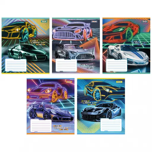 Зошити учнівські 36 аркушів лінія 1В Lights up, 15 шт. в упаковці