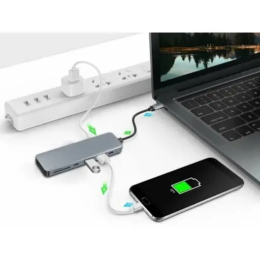 Багатопортовий активний USB Hub Hoco розгалужувач адаптер перехідник 8 в 1 Usb-концентратор для ноутбука і Macbook - фото 7