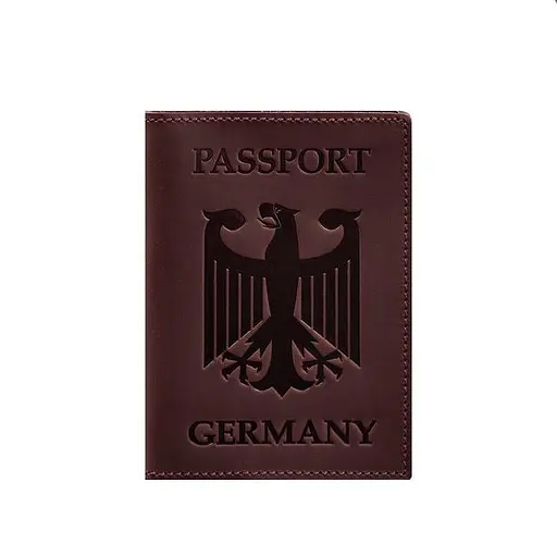 Кожаная обложка для паспорта с гербом Германии бордовая Crazy Horse - фото 6
