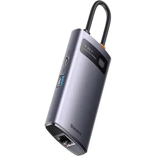 USB-хаб Baseus USB-HubBaseus Metal Gleam Series 4-in-1 Multifunctional Type-C HUB Docking Station Gray （Type-C to U (WKWG070113) - фото 4