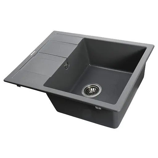 Кухонна мийка гранітна Globus Lux One сірий металік 650x500мм-А0003, Сірий - фото 2