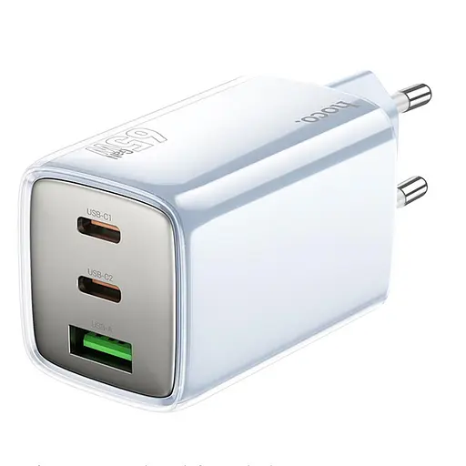 МЗП Hoco N49 Glorious PD65W (1USB-A/2C) Blue - фото 2