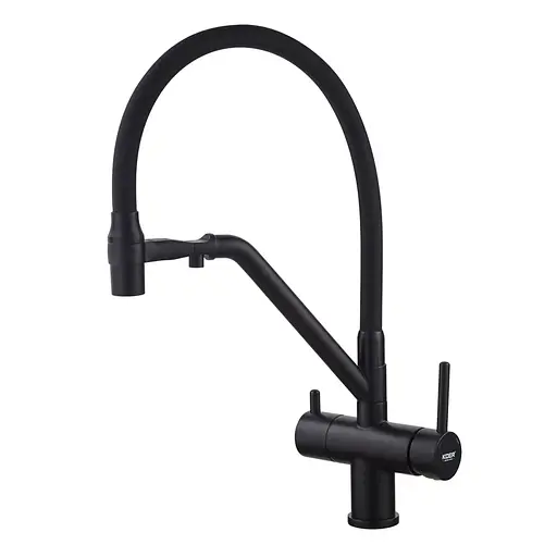 Смеситель для кухни на две воды с гибким изливом Koer KB-72006-05 KR3380 Черный матовый - фото 1