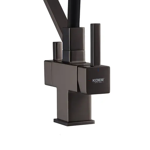 Смеситель для кухни на две воды с гибким изливом Koer KB-72036-07 KR5812, Графит - фото 4