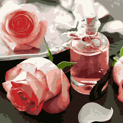 Набор для росписи по номерам Баночка розовой воды, Strateg, 40x40 см, SK019