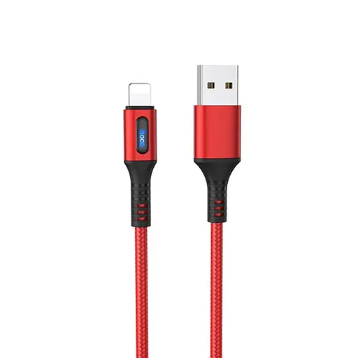 Кабель Hoco U79 с индикатором USB to Lightning 1.2 м красный - фото 1