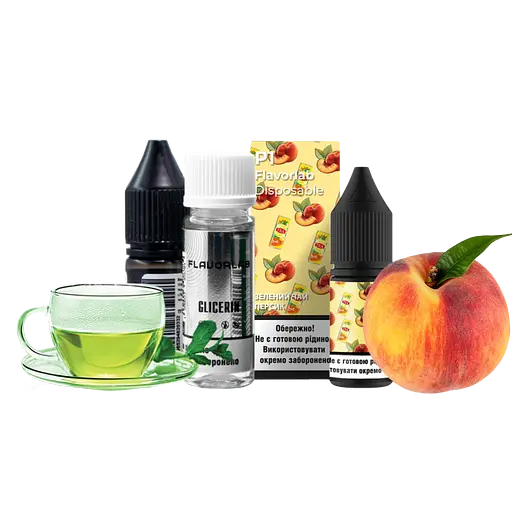 Набір компонентів для самозамісу сольової заправки Flavorlab P1 10 мл Green Tea Peach Зелений чай персик, 0-50 мг (17918) - фото 2