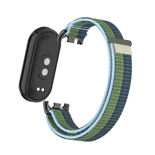 Ремінець Amazfeel для фітнес-браслета Mi Band 8 та 9 нейлоновий зелений та синій - фото 3