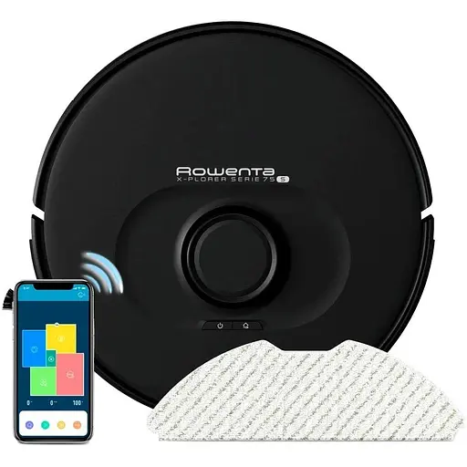 Робот-пылесос Rowenta X-Plorer Serie 75 влажная уборка автон. работа до 120 мин НЕРА управление через смартфон черный