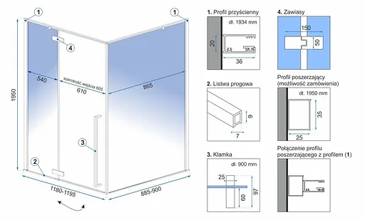 Душова кабіна Rea Fargo 90x120 black mat REA-K3214, Чорний матовий, Універсальна, прозорий - фото 5