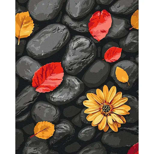 Картина по номерам на подрамнике Brushme Листья на камнях