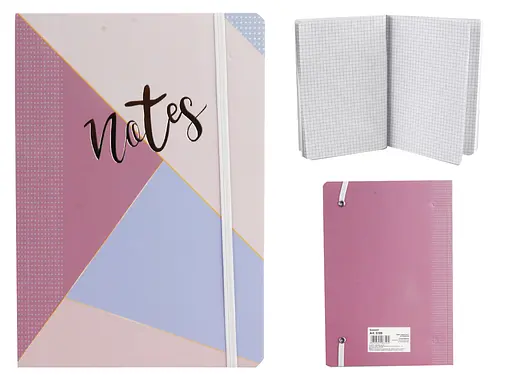 Зошит, А5, на гумці, картонна обкладинка з фольгою, 100 аркушів, клітинка, 5189