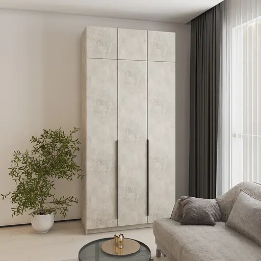 Шафа 3-дверна з антресоллю MebelStar Оскар ДСП BL-B, комплект полиць 120x52x260 см Бетон (MBS-4891) - фото 1