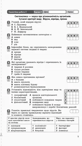 Біологія і екологія (рівень стандарту). Зошит для оцінювання результатів навчання 10 клас - фото 5