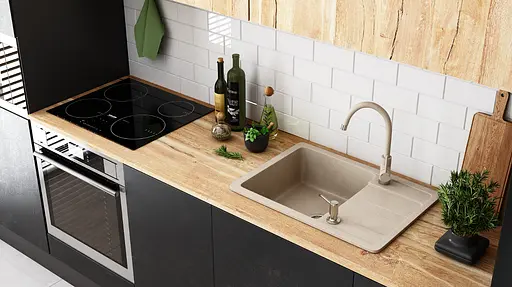 Кухонна мийка гранітна Rea Nils набір 5в1 beige ZLE-00102 - фото 6