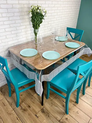 Скатертина силіконова зі срібною стразовою стрічкою 310х180 см - фото 10