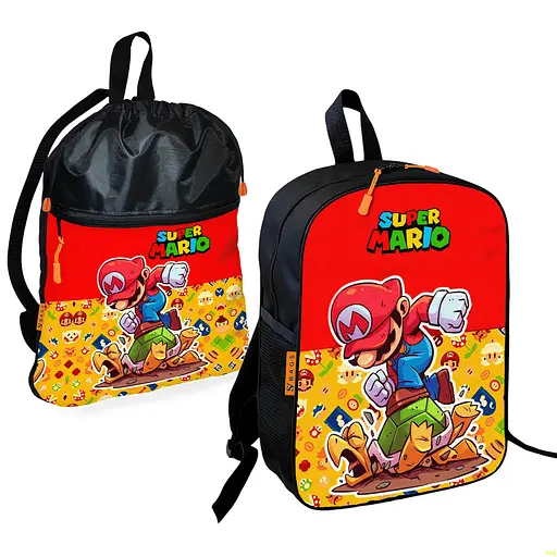 Шкільний рюкзак дитячий Супер Маріо + Сумка для взуття спортивної форми рюкзак-мішок для хлопчика (01771)