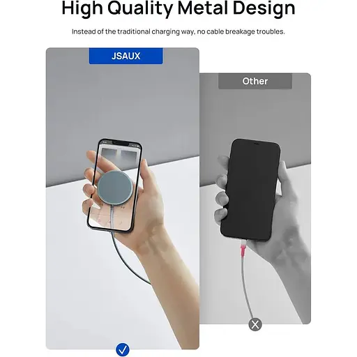 Магнітний бездротовий зарядний пристрій JSAUX, сумісний із зарядним пристроєм MagSafe / iPhone 16/16 Pro/16 Plus/16 Pro Max/iPhone - фото 6