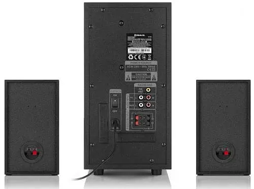 Колонки 2.1 REAL-EL M-555 Black, сателіти 2 x 12.5 Вт, сабвуфер 30 Вт, МДФ, Bluetooth, FM-тюнер, USB/SD, дисплей, живлення від мережі 220V, керування спереду + пульт ДК - фото 2