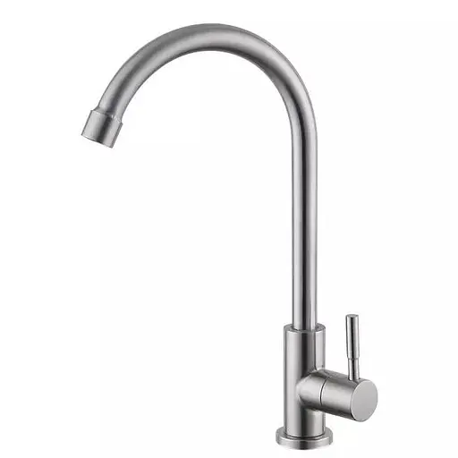 Монокран для раковини поворотний вилив нержавіюча сталь Wezer EKO14A-14 Нержавіюча сталь - фото 1