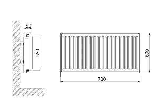 Радіатор сталевий Thermo Alliance IMAS 11 тип 600x700 мм бічне підключення (TAI11600700K) - фото 2