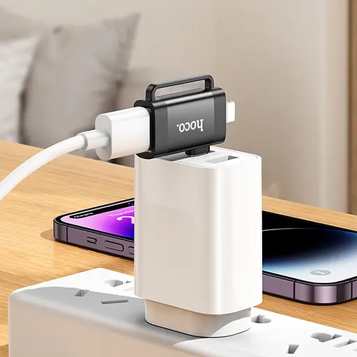 Перехідник Hoco UA31F OTG 2in1 Lightning male/Type-C male to USB female Black - фото 5