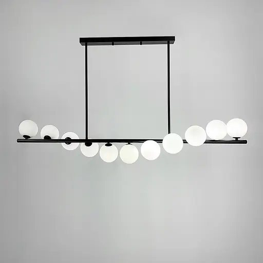Удлиненная черная люстра BALLS WAVE с белыми плафонами Line F Арт. MJ191 BK+WT - фото 1