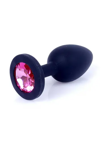 Силіконова анальна пробка з кристалом Boss Plug Jewellery 8 см (рожевий) - фото 9