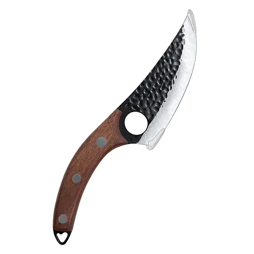 Обвалочный нож для мяса Satori из нержавеющей стали в кожаном чехле с кованым лезвием с деревянной рукояткой 27.5 см 88206 - фото 1