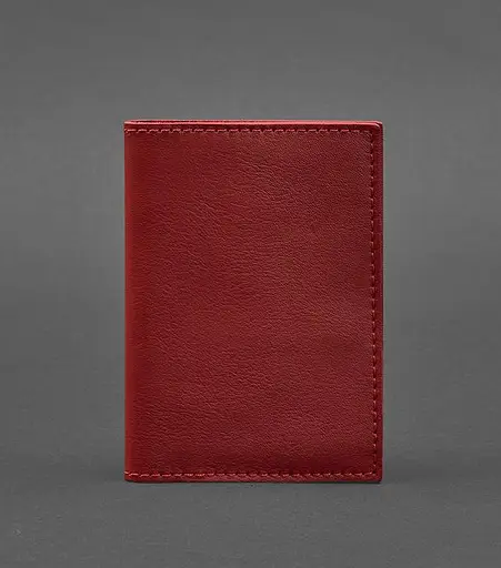 Кожаная обложка для паспорта и военного билета 1.2 красная - фото 1
