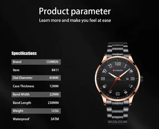 Годинник наручний Curren 8411 Black (18691) - фото 8