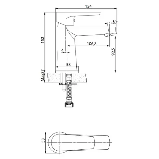 Смеситель для умывальника Cersanit Moduo черный S951-584 Черный - фото 2