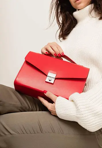 Жіноча шкіряна сумка-кроссбоді Lola червона - фото 7