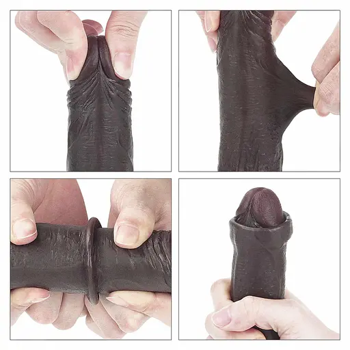 Фалоімітатор із присоскою LoveToy Sliding-Skin Dildo 7 17.5 см коричневий - фото 18