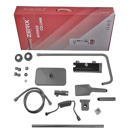 Душевая система с кнопочным переключателем из алюминия Zerix PBI-009-J 4 режима graphite ZX5850, Графит - фото 7