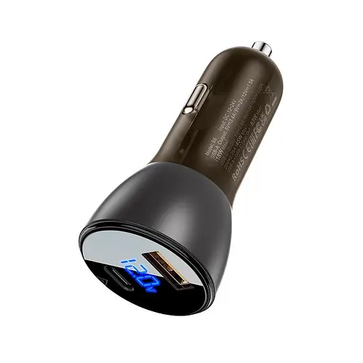 Азу - зарядное автомобильное AceFast B6 metal car charger with digital display 63W 6A металлическое - фото 1