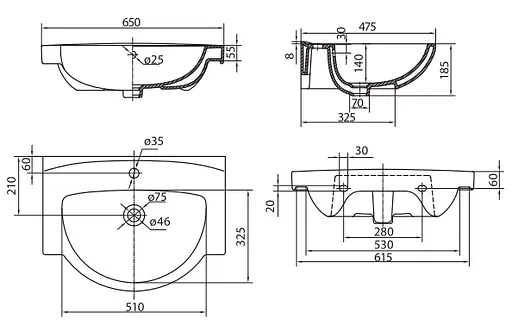 Раковина мебельна Kolo Freja 65x47 L71965000 - фото 2
