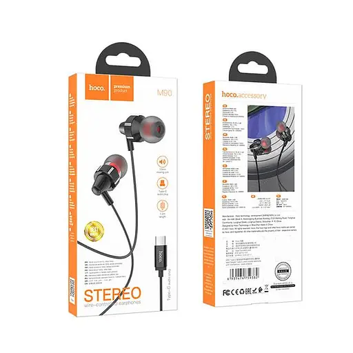 Провідні вакуумні навушники Hoco M90 Type-C Delight wired digital earphone with microphone, 1.2m, black - фото 5