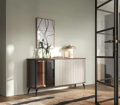 Комод з підсвіткою Вічі / Vici K154 3-дверний Горіх/кашемір Perfect Home Польща (PFH-091276)