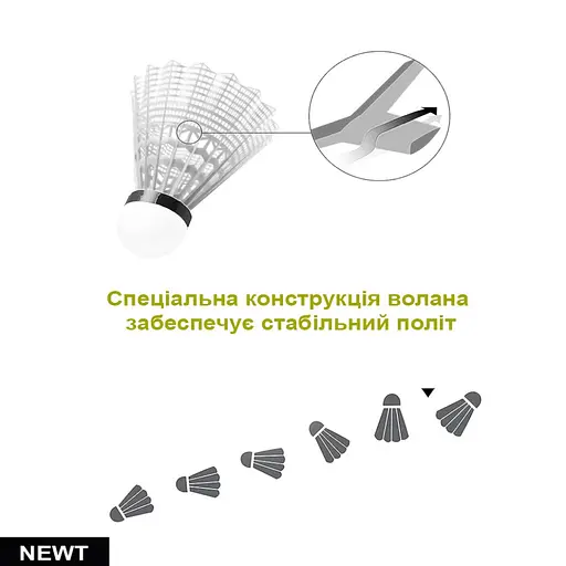 Набір нейлонових воланів для бадмінтону "Mavis 350" NE-MAV-350 жовтий 6 шт - фото 2