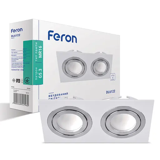 Вбудований світильник Feron DL6122 під лампу білий - фото 1