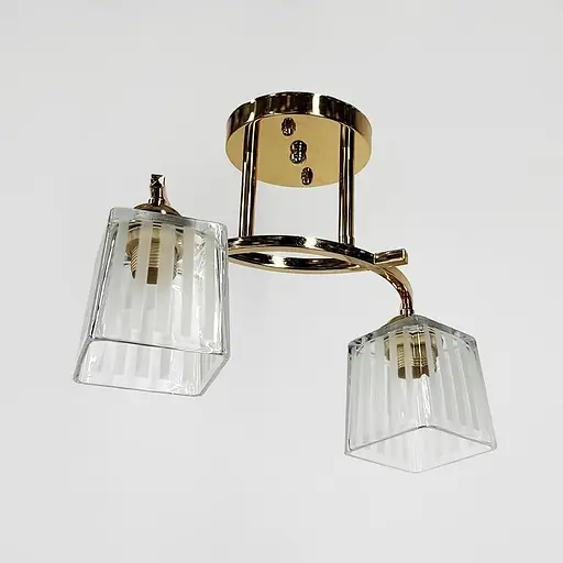 Стельовий золотий світильник на 2 білих плафони 35х9 см | Арт. 91173/2 FGD | Line F - фото 1