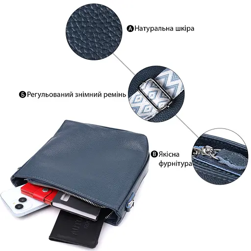 Повседневная женская сумка Vintage на плечо из натуральной кожи 22х17.5х7.5 см sum0027579 - фото 4