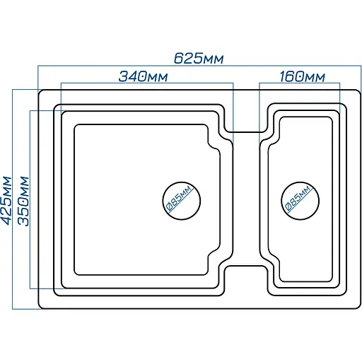 Кухонна мийка Romzha Patrat 62D Gri (802) - фото 2
