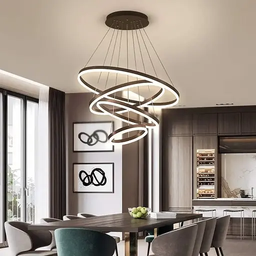 Светодиодная люстра Олимпия PJ812С-4 40+60+80+100см (4 кольца) Коричневая - фото 2