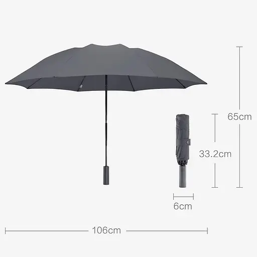 Зонтик RunMi 90 Points с подсветкой-фонариком в ручке (90-LED) серый - фото 6