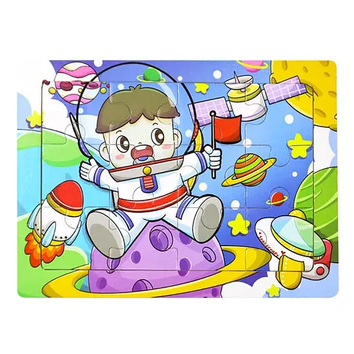 Дитячий деревяний пазл-вкладиш Космонавт MD 1343-5, 12 елементів