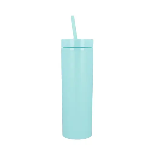 Охолоджуюча матова склянка 473 мл BPA-Free з трубочкою 21х6.5см light blue - фото 2